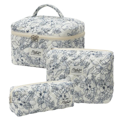 1pcs Cute Quilted Cotton Makeup Bag Women Zipper Cosmetic Organizer Cloth Handbag Box Shape Portable Toiletry Case for Girls - Smarsty