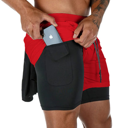 Camo Running Shorts Men Gym Sports Shorts 2 In 1 Quick Dry Workout Training Gym Fitness Jogging Short Pants Summer Men Shorts - Smarsty