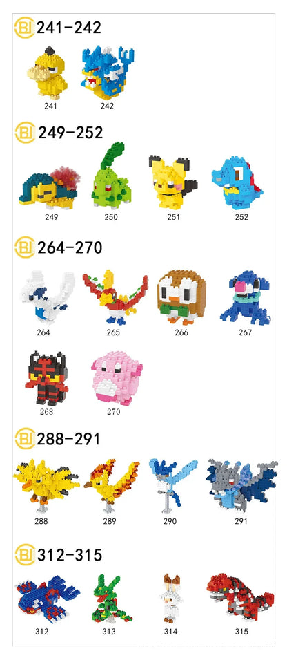 DIY Pokemon Blocks Small Cartoon Mini Building Block Pikachu Charizard Eevee Mewtwo Anime Assemble Action Model Dolls Toys by Smarsty
