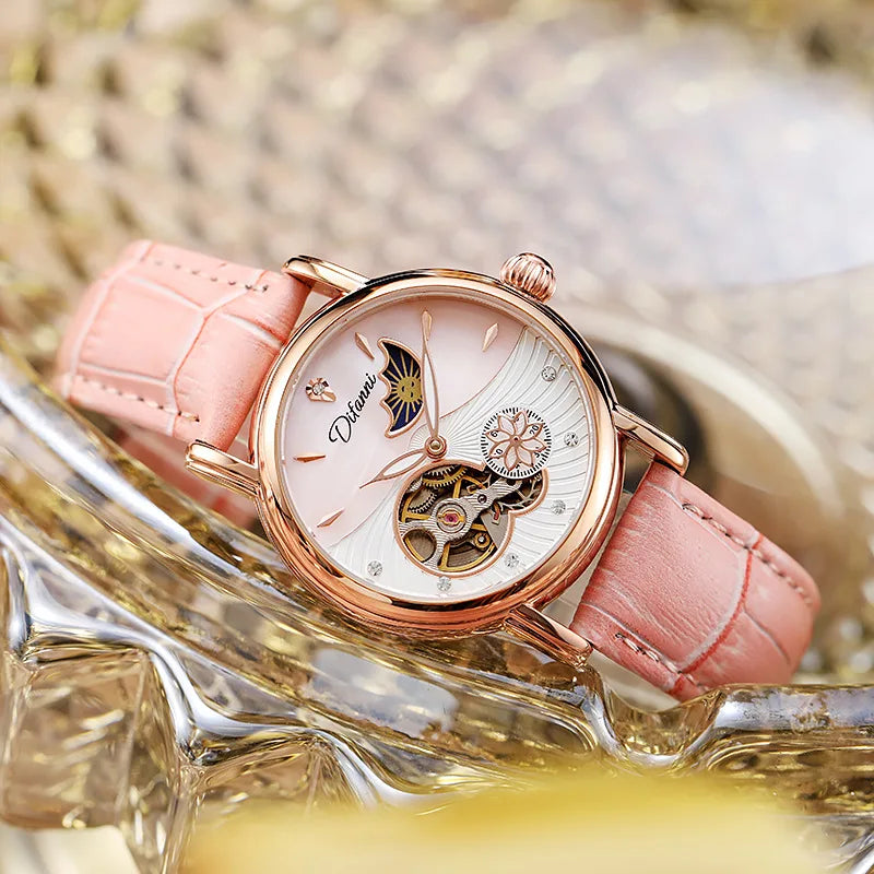 Luxury Women's Automatic Mechanical Watch with Moon Phase - Smarsty