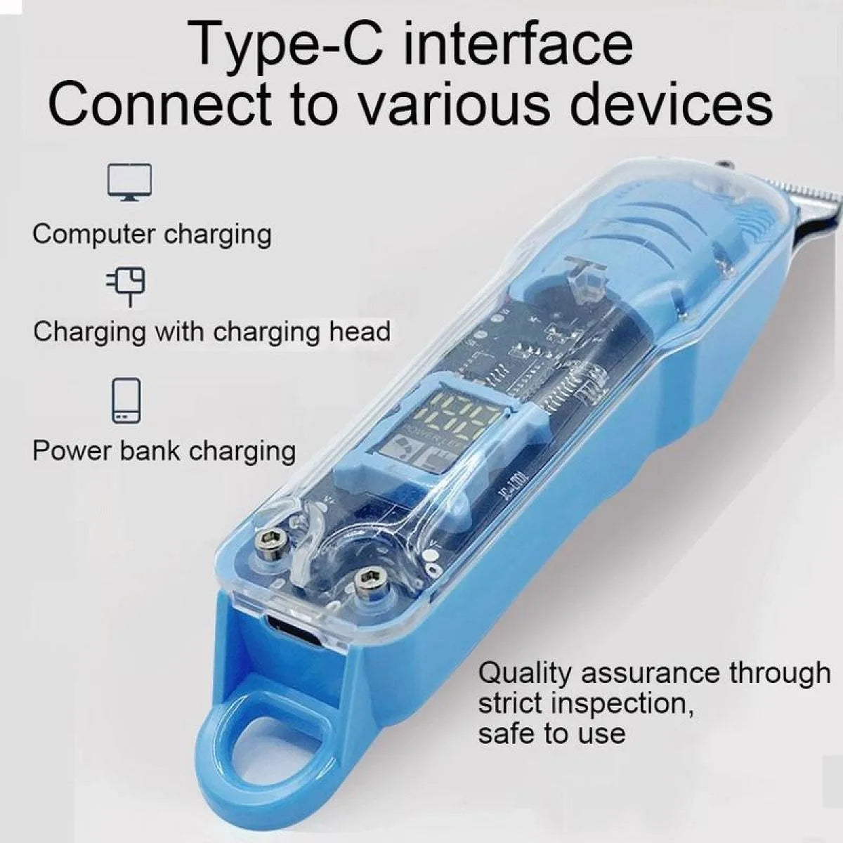 Professional Hair Clippers Rechargeable Hair Clipper Transparent Electric Hair Trimmers For Men Cordless Hair Cut Machine