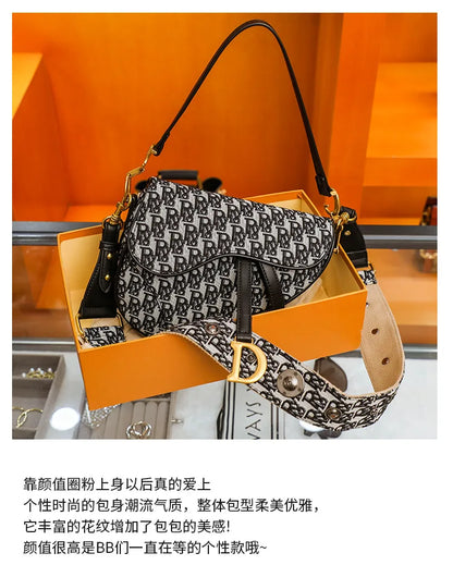 Studded Embroidered Shoulder Crossbody Bag Saddle Handbag - Smarsty