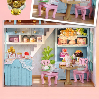 DIY Mini Wooden Doll House Assembly Building Model Pink Princess Villa Architecture Kit 3D Puzzle Dollhouse With Furniture Gifts by Smarsty