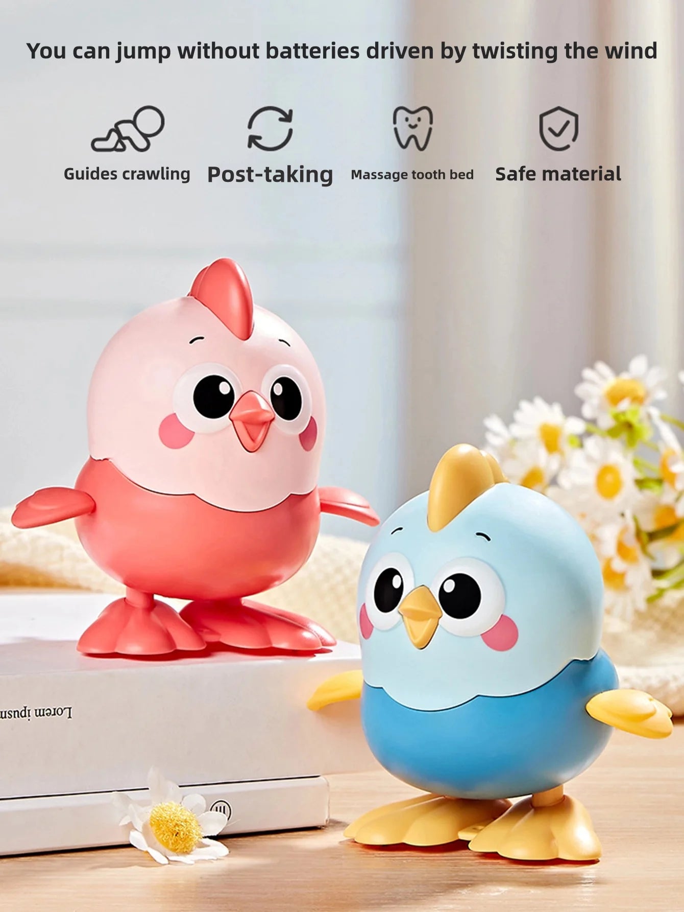New Kidsren's Chick Can Move Cartoon Jumping Little Yellow Chicken Baby Wind-Up Small Toy Kidsren's Jumping Chicken Wind-Up Toy Fun Artificial Wind-Up Small Animal Can Move and Run Learn to Crawl 1 to 2 Years Old Baby