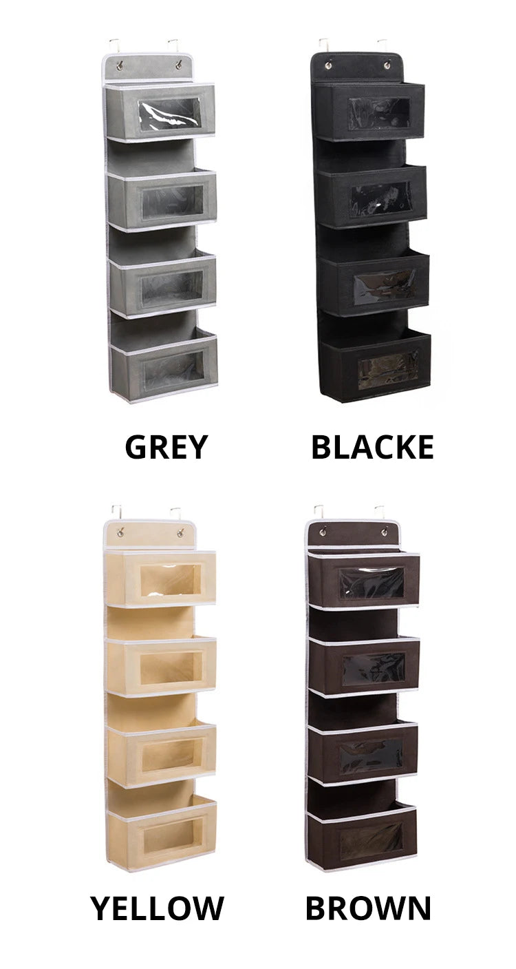 1pc Four-layer Storage Bag Door Hanging Fabric Organizer Bag For Sundries Items Underwear Socks