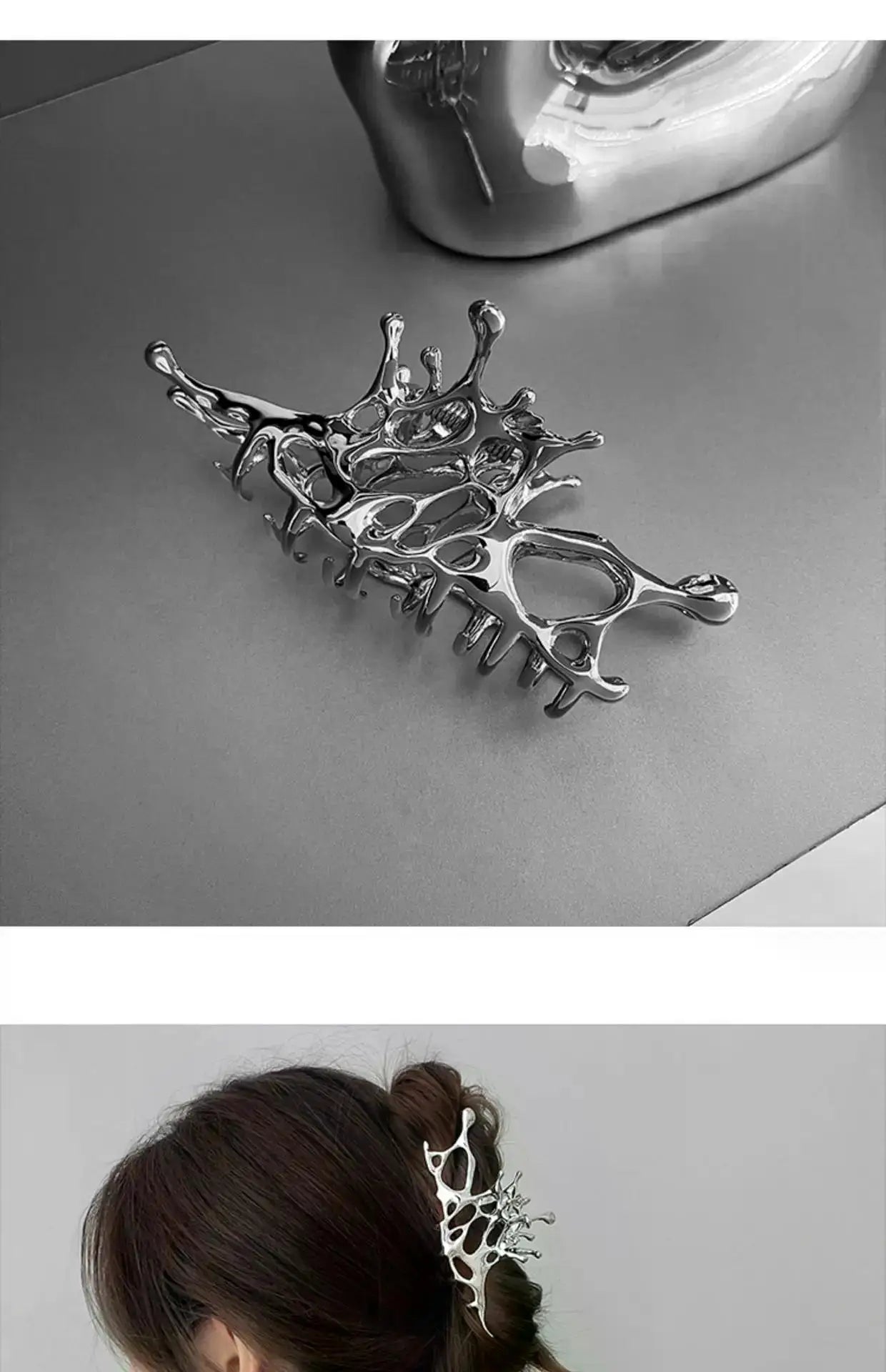 Large Metal Claw Clips For Women Strong Hold Silver - Smarsty