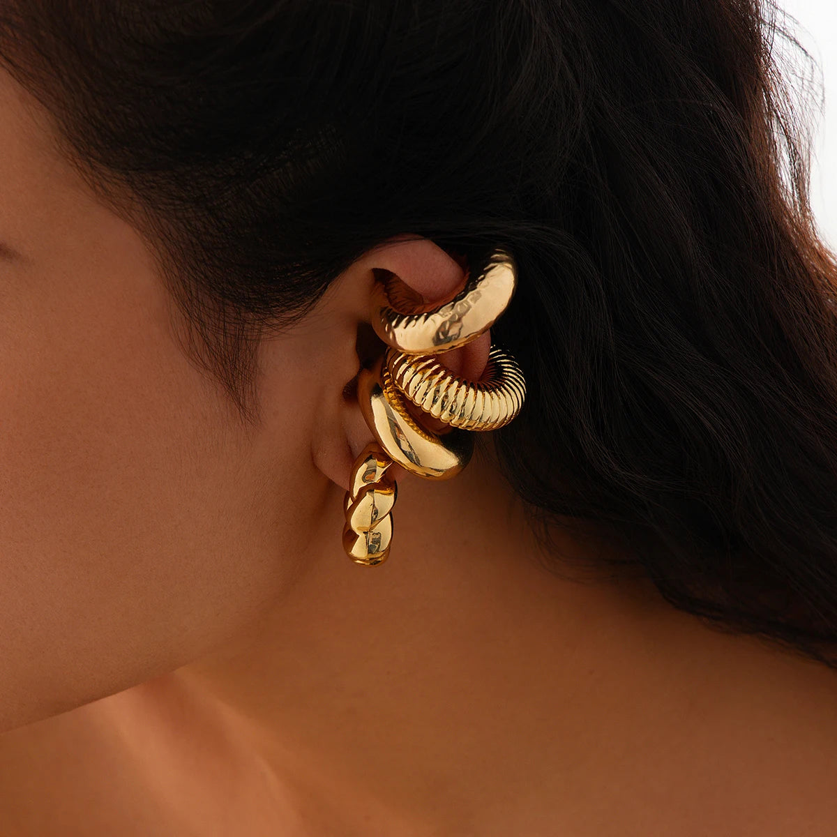 Ingemark 4Pcs Chunky Tube Clip Earrings for Women - Smarsty