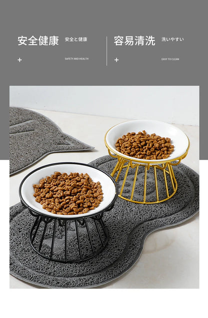 Ceramic Raised Pet Bowl for Cats and Dogs - Smarsty