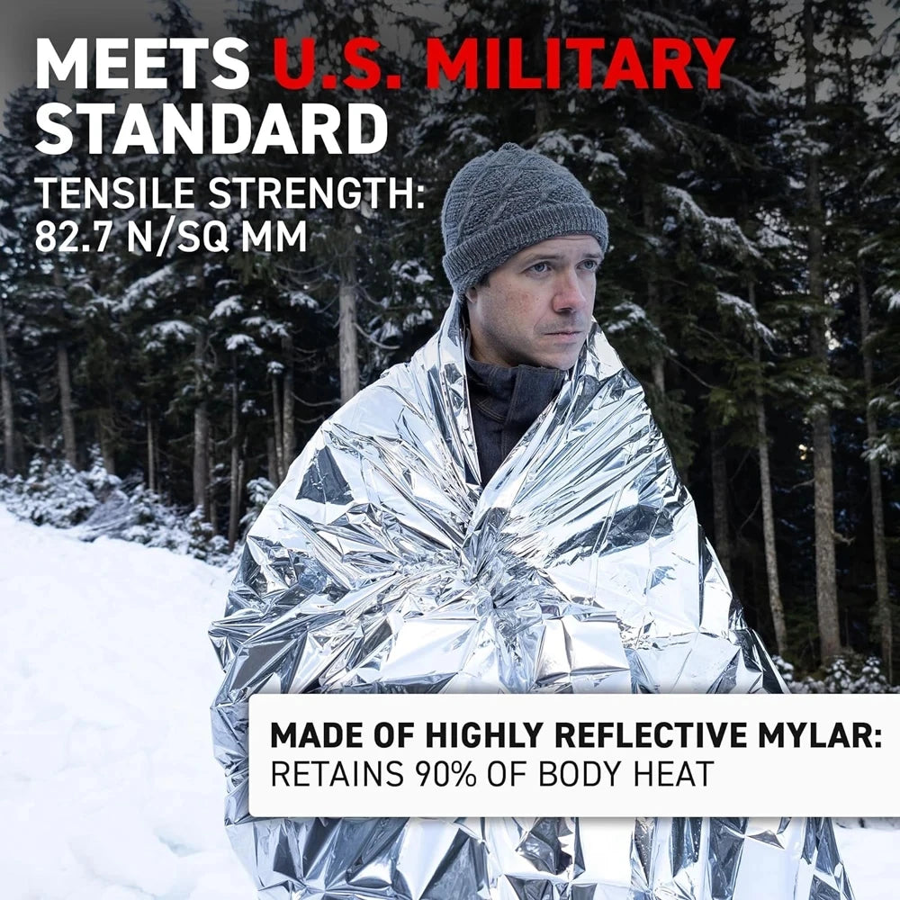Survival Emergency Mylar Thermal Blanket Foil Space Blanket for NASA Body Warmer Outdoor First Aid Camping Gear Hiking Travel by Smarsty