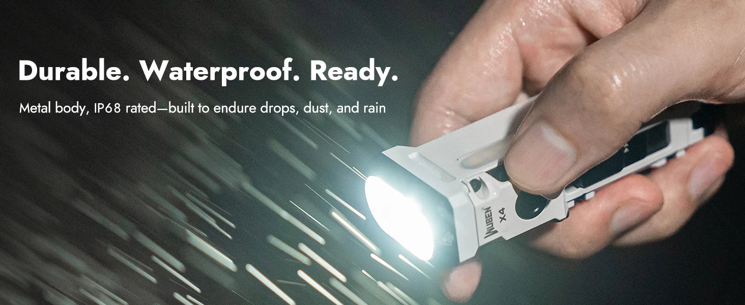 WUBEN X4 EDC Flat Flashlight with RGB Light, 1500 Lumens Mini Flashlight with Tactical Switch and Magnetic, IP68 Portable Pocket