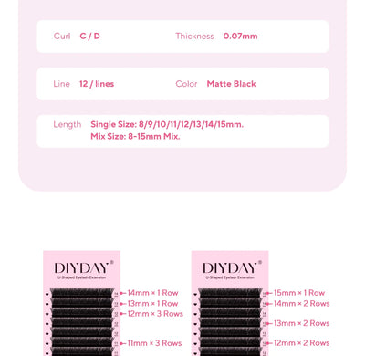 DIYDAY U Shaped YY Lashes Ultra Soft Natural Look - Smarsty
