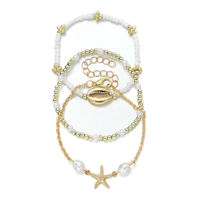 3Pcs Summer Shell Bracelet Set with Starfish Charm - Smarsty