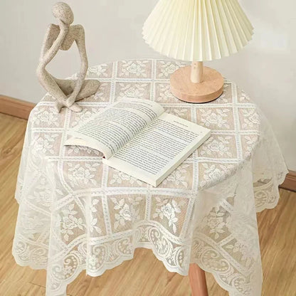 Beige Lace Embroidered Tablecloth for Elegant Events - Smarsty