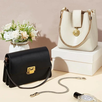 Snake Bag Chains Bag Chain Strap Replacement 7mm Wide Flat Chain Strap Metal Chains for Wallet Tote Bag Shoulder Crossbody Bag