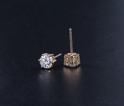 Certified Moissanite Stud Earrings 18K Plated Silver - Smarsty