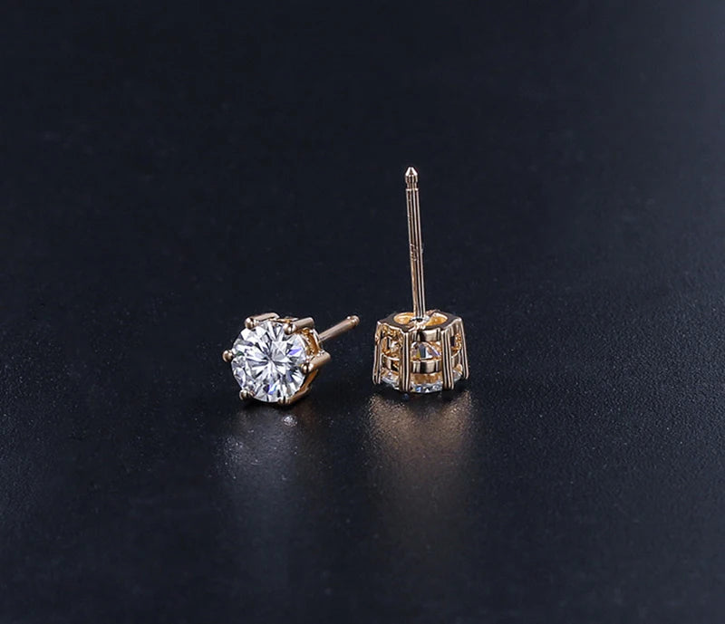 Certified Moissanite Stud Earrings 18K Plated Silver - Smarsty