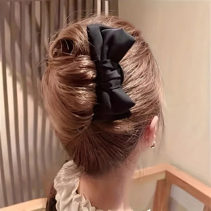 Elegant Black Bow U-Shaped Hair Clip for Women - Smarsty