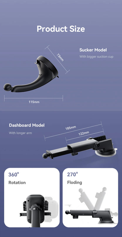 Universal Car Phone Mount With Strong Suction 360 Rotation - Smarsty