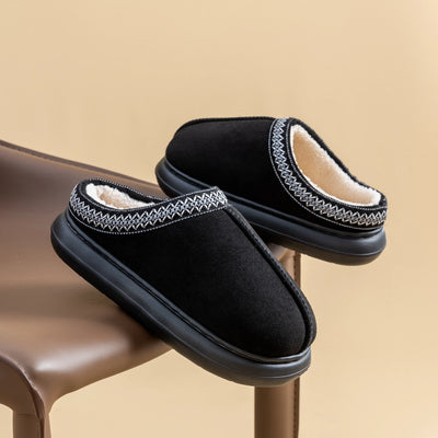 Men's Plush Fleece Lined Slippers Winter Warm House Shoes with Thick EVA Sole for Indoor/Outdoor Use Cozy Non-Slip Home Footwear - Smarsty