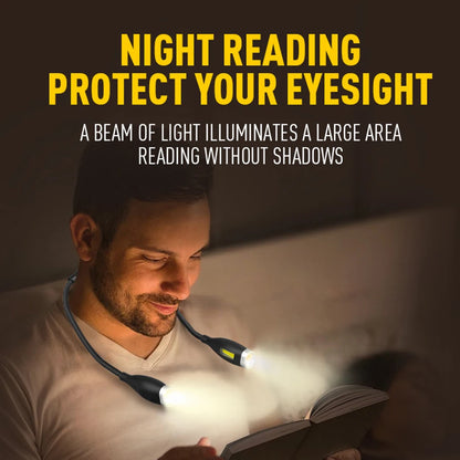 LED Neck Reading Light Bendable Arms Reading Lamp Hands Free Flashlight Rechargeable for Night Running Walking Knitting Camping