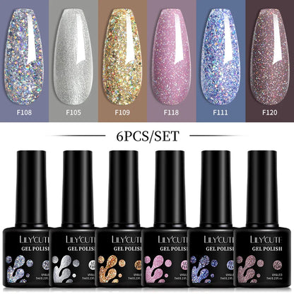 LILYCUTE 6 Pcs Gel Nail Polish Set Bright Pink Varnish - Smarsty