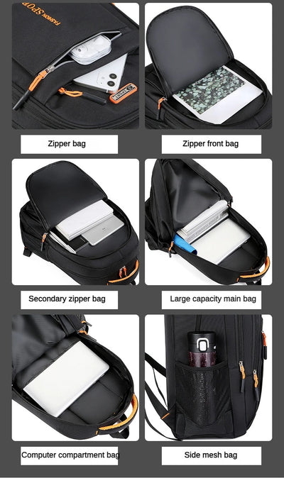 Men's Backpacks Oxford Waterproof Rucksack Business Computer Bag Casual Travel Backpack Senior High School Student Schoolbag - Smarsty