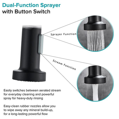 Brushed Nickel Kitchen Faucet with 360 Degree Rotation - Smarsty