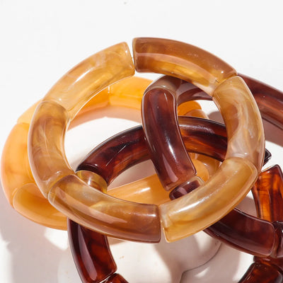 Trendy 4 Piece Set of Handmade Acrylic Bead Bracelets - Smarsty