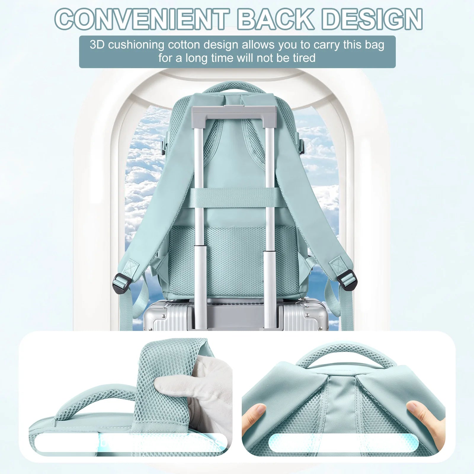 Women Men Hand Luggage Backpack Business College Laptop Travel Backpack Waterproof Carry on mochila viaje cabina avion 40x20x25 - Smarsty