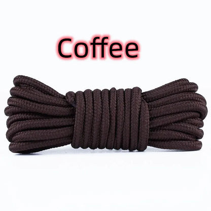 2pcs/ Pair Round Solid Polyester Black Brown Shoelaces For Marten Boot Women Men Outdoor Hiking Boots Sports Shoes Lace Strings - Smarsty