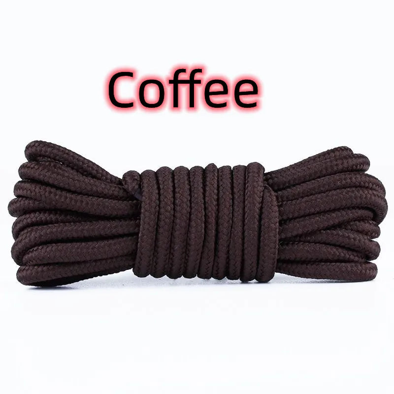 2pcs/ Pair Round Solid Polyester Black Brown Shoelaces For Marten Boot Women Men Outdoor Hiking Boots Sports Shoes Lace Strings - Smarsty