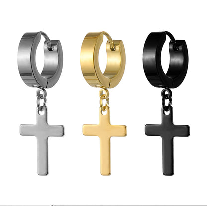 Stainless Steel Cross Dangle Earrings for Men and Women - Smarsty