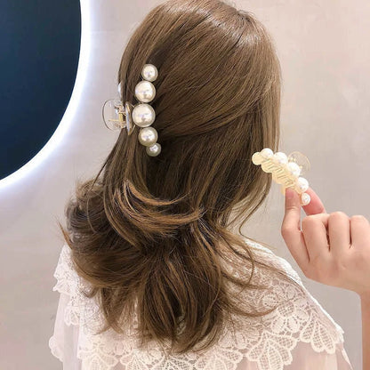Large Pearl Hair Claw Clip Acrylic Fashion Barrette Stylish - Smarsty
