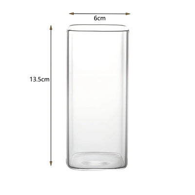 Square Heat Resistant Glass Cup With Lid And Straw - Smarsty