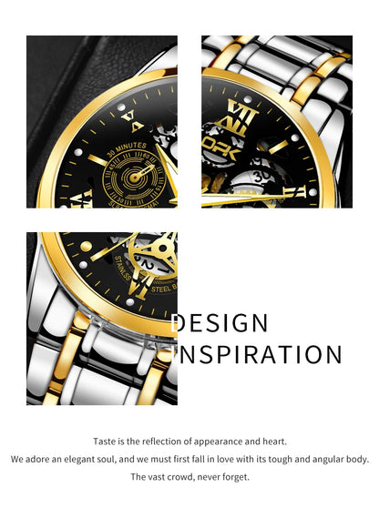 Men's Waterproof Steel Watch with Night Glow Feature - Smarsty