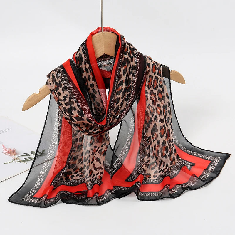 Women Print Chiffon Scarf Lightweight Sunscreen Shawl Wrap - Smarsty