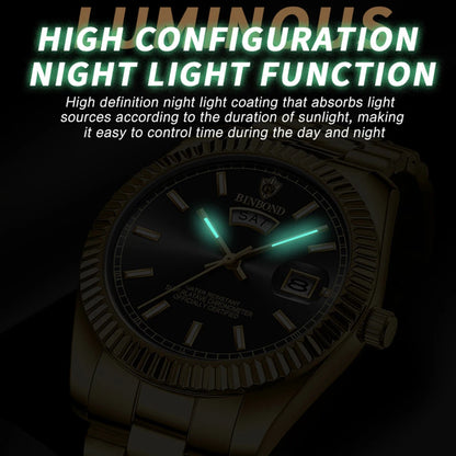 BINBOND Mens Waterproof Quartz Watch with Stainless Steel Band - Smarsty