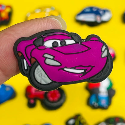 1Pcs Mix Cars Luigi Ramone Lightning McQueen PVC Shoe Charms Kids Popular Buckle Decorations Fit Birthday Gifts
