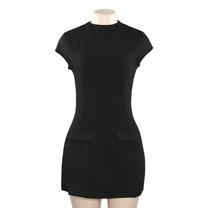 2025 Women‘s Sexy Slim Fit Hollow Mini Dress Spring New Y2K Sleeveless A- LINE Black Dress High Street Commute Elegant Dresses - Smarsty