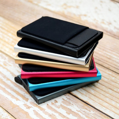 YUECIMIE Slim Aluminum Wallet With Elasticity Back Pouch ID Credit Card Holder Mini RFID Wallet Automatic Pop up Bank Card Case - Smarsty