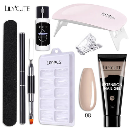 LILYCUTE Nail Gel Set with 6W LED Lamp for Quick Manicure - Smarsty