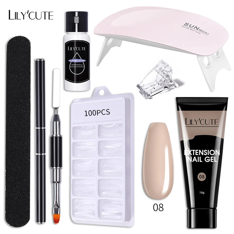 LILYCUTE Nail Gel Set with 6W LED Lamp for Quick Manicure - Smarsty