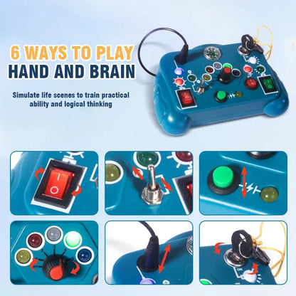 Busy Board Led Lights Switch Sensory Montessori Toys Portable Electric Puzzle Early Educational Puzzle Toy for Toddler Kids Gift