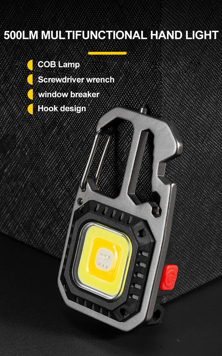 COB Keychain Work Light with Battery Display 8Mode Rechargeable High Lumens Portable LED Light for Camping Hiking Running by Smarsty