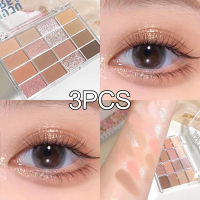 16-Color Pearlescent Matte Eyeshadow Palette for Daily Makeup - Smarsty