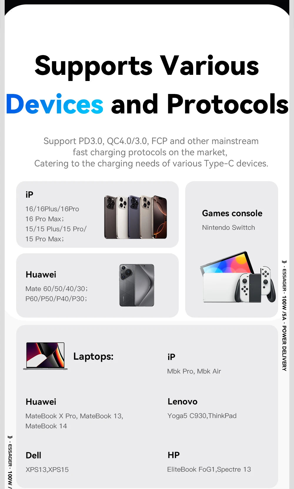 Essager Digital Dispaly USB C Cable For iPhone 17 16 15 Xiaomi Huawei 100W PD Fast Charging For Macbook iPad Type C to C Cable - Smarsty
