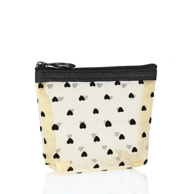 Heart Shaped Nylon Mesh Cosmetic Bag Zipper Organizer - Smarsty