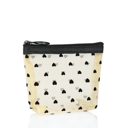 Heart Shaped Nylon Mesh Cosmetic Bag Zipper Organizer - Smarsty