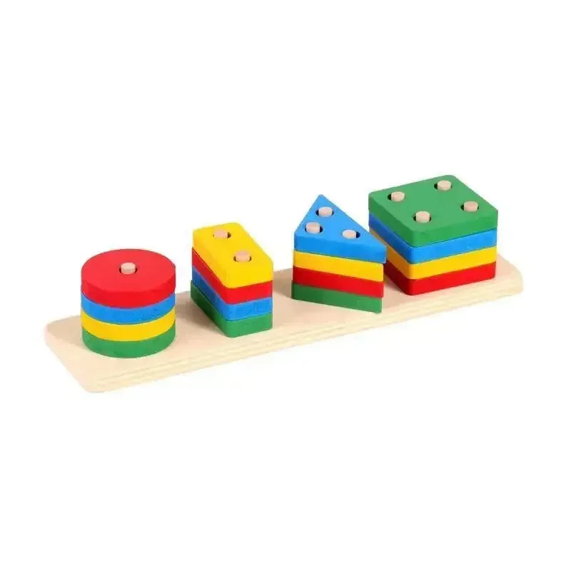 Montessori Wooden Toys Color Shape Matching Puzzle Game Colorful Beaded Color Cognition Early Educational Toys Gift for Children - Smarsty