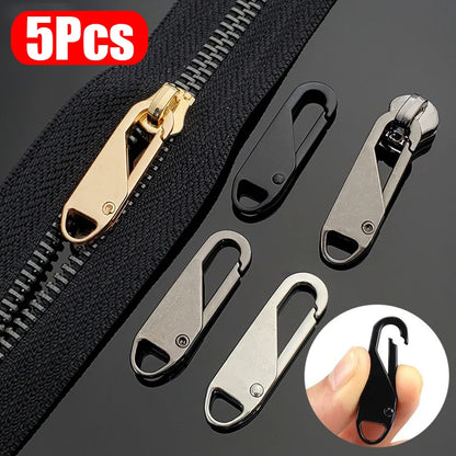 5pcs Universal Replacement Zipper Slider Metal Alloy Removal Zipper Puller Luggage Bag Zip Head DIY Craft Sewing Tool Repair Kit - Smarsty